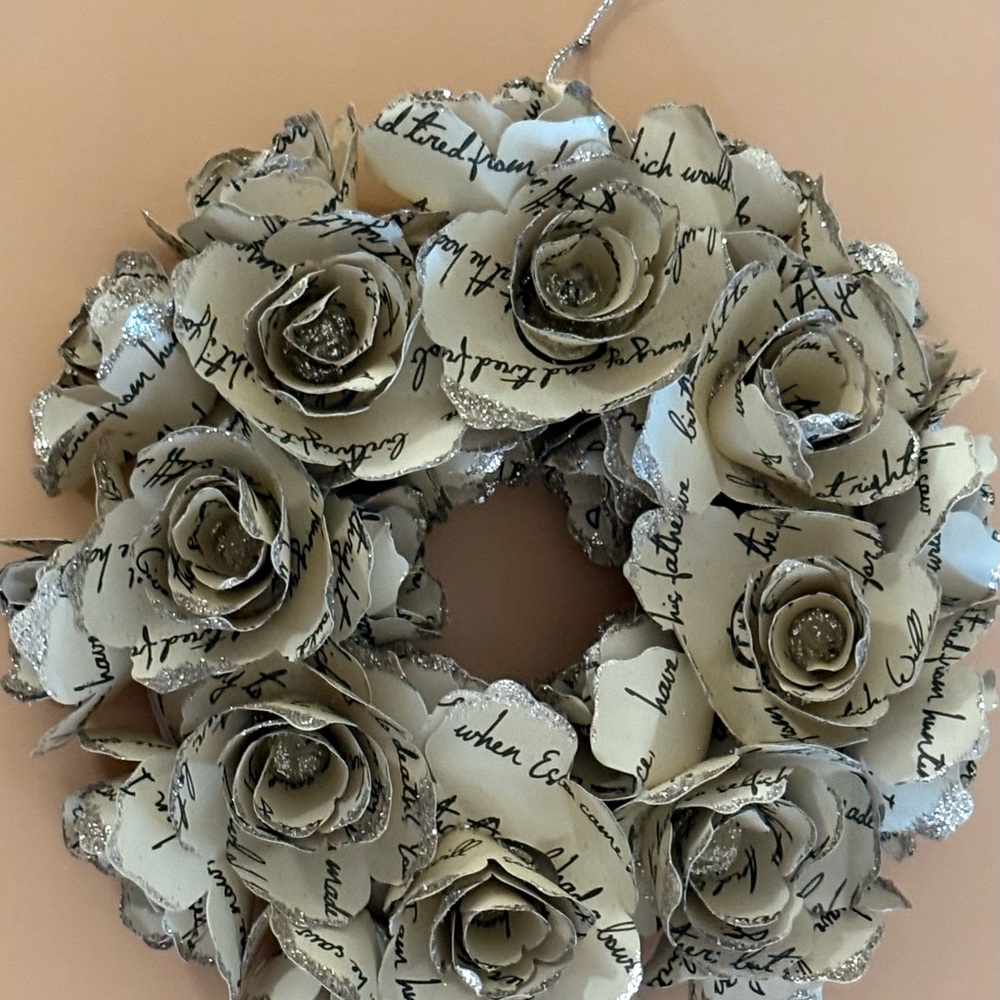 Elegant Scripted Floral Holiday Wreath